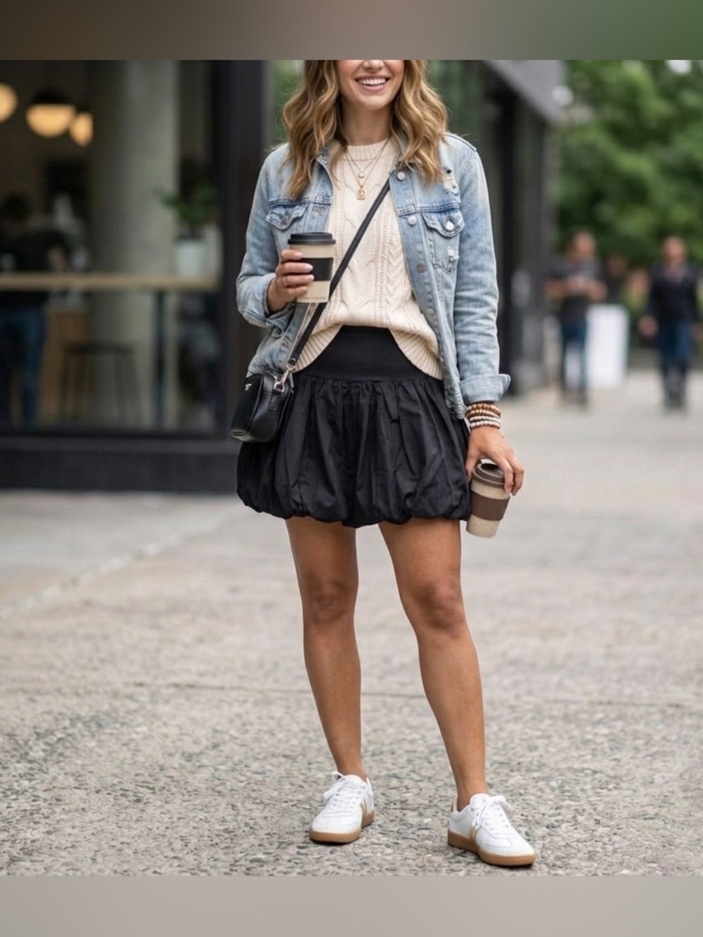 Derek Heart Black Bubble Skater Mini Skirt